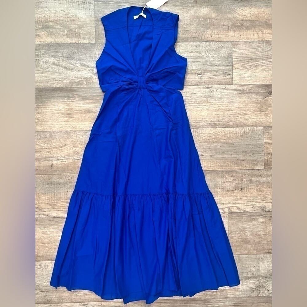 Mango NWT Royal Blue Cotton Twist Front Maxi Dress 4 6 8 10 - Picture 15 of 16